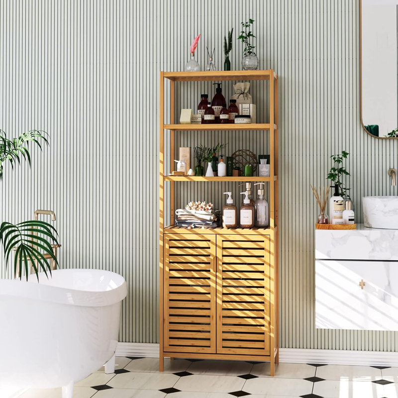 Bamboo bathroom floor cabinet discount